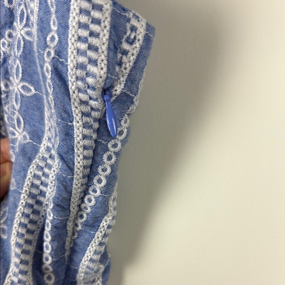 Fat Face The Serena Embroidered Blue Chambray Sleeveless Sundress Size Small - Picture 6 of 14